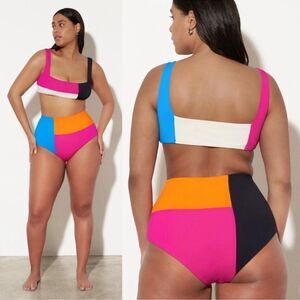 NEW Mara Hoffman Lydia Colorblock High Waist Bikini Bottom Size 2X